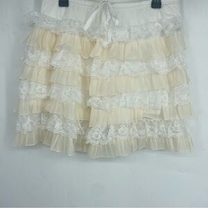New Cider Plus Size 1X Ruffle Mini Skirt Cream Coquette Fairy Romantic Sexy